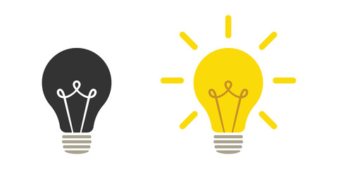 Poster - Lamp icons set. Idea lamp icon collection. Flat style - stock vector