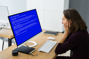 Poster - Blue BSOD Error At Computer