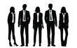 © Galina - Vector silhouettes of  men and a women, a group of standing  business people, black  color isolated on white background