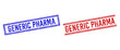 © Tensor Designs - GENERIC PHARMA rubber imitations with distress effect. Vectors designed with double lines, in blue and red versions. Caption placed inside double rectangle frame and parallel lines.