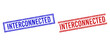 © Tensor Designs - INTERCONNECTED rubber watermarks with distress style. Vectors designed with double lines, in blue and red versions. Text placed inside double rectangle frame and parallel lines.