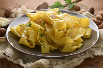 Canvas Print - Pappardelle al sugo con noci ft0201_0403 Pasta with dried fruits