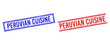 © Tensor Designs - PERUVIAN CUISINE rubber imitations with grunge style. Vectors designed with double lines, in blue and red variants. Label placed inside double rectangle frame and parallel lines.