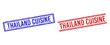 © Tensor Designs - THAILAND CUISINE rubber imprints with grunge texture. Vectors designed with double lines, in blue and red variants. Text placed inside double rectangle frame and parallel lines.
