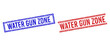 © Tensor Designs - WATER GUN ZONE rubber overlays with distress texture. Vectors designed with double lines, in blue and red versions. Label placed inside double rectangle frame and parallel lines.