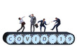 © Elnur - Concept of conveyor belt with covid-19 and businessman