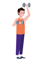 Poster - man lifting dumbbells character healthy lifestyle