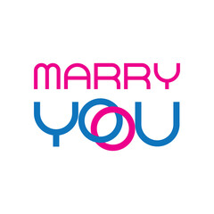 Wall Mural - MARRY YOU letter with couple ring logo design vector