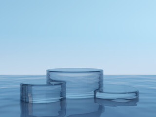Fototapete - Water product display podium. 3D rendering	
