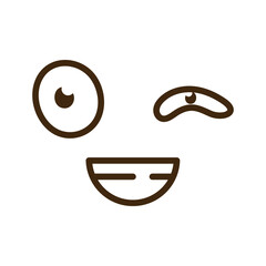 Wall Mural - happy cartoon face with eye closed emoticon icon