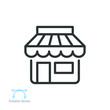 Store line icon. simple Market building, local shop station logo. open Supermarket sign for website and mobile app. Editable stroke vector illustration design on white background. EPS 10