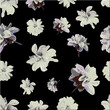 Vector light color flowers seamless pattern isolated on black background. Floral collection, design element in low poly style.