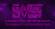 © epifantsev - Game Over alphabet font. Digital letters and numbers. Pixel background. 80s arcade video game typescript.