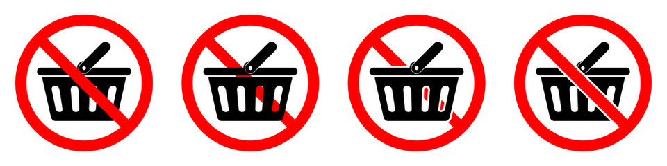 Poster - No shopping basket icon. Shopping basket is prohibited. Vector illustration.