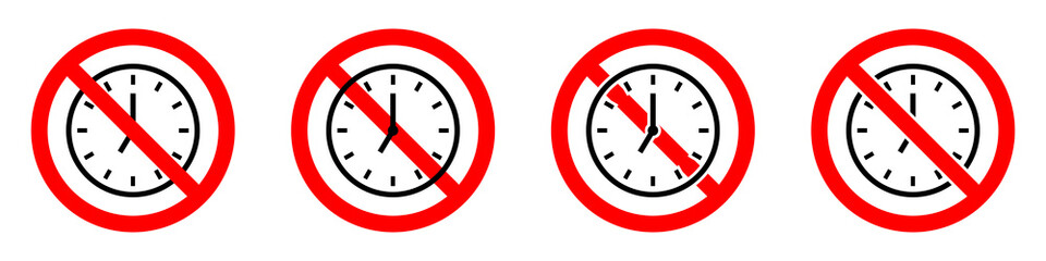 Wall Mural - Clock is prohibited. Stop clock icon. Vector illustration