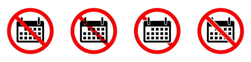 Sticker - Calendar is prohibited. Stop calendar icon. Vector illustration.