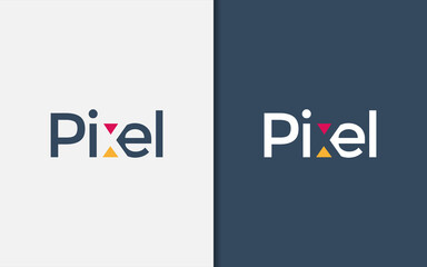 Poster - Pixel Letter Logo with Negative Space Concept. Usable For Business, Community, Foundations, Tech, Services Company. Vector Logo Design Illustration.