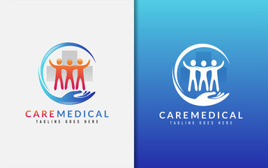 Poster - Care Medical Logo Design. Usable For Business, Community, Foundations, Medical, Services Company. Vector Logo Design Illustration.