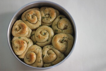 Wall Mural - Rolled garlic bread baked at home