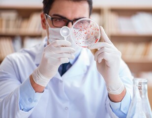 Doctor studying virus bacteria in the lab