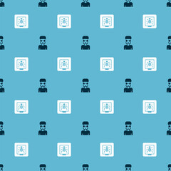Poster - Set Nerd geek and Insects in a frame on seamless pattern. Vector.