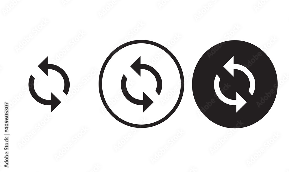 เวกเตอร์ Stock sync icon black outline for web site design and mobile ...