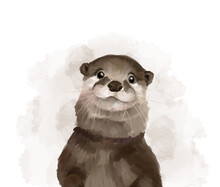 Cute Otter, Watercolor