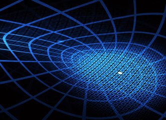 Poster - Technological textured background. 3D Fractal graphics. Science and technology concept.