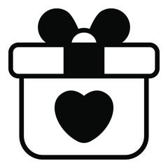 love gift, box black vector simple icon collection for valentine day.