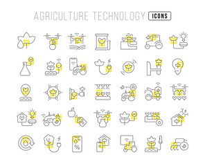 Wall Mural - Set of linear icons of Agriculture Technology