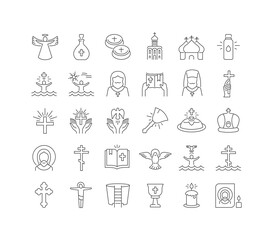 Wall Mural - set of linear icons of baptism of jesus