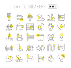 Wall Mural - Set of linear icons of Bay to Breakers