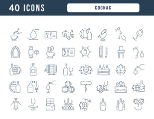 Wall Mural - set of linear icons of cognac