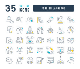 Wall Mural - Set of linear icons of Foreign Language