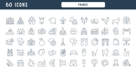 Wall Mural - set of linear icons of france