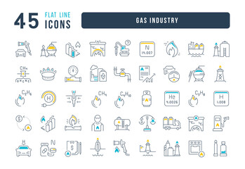 Wall Mural - set of linear icons of gas industry