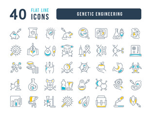 Wall Mural - set of linear icons of genetic engineering