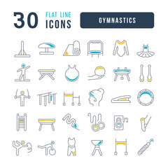 Sticker - Set of linear icons of Gymnastics