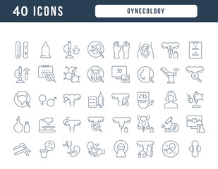 Wall Mural - Set of linear icons of Gynecology