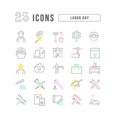 Poster - Set of linear icons of Labor Day