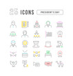 © M.Style - Set of linear icons of Presidents Day