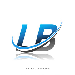 LB initial logo company name colored blue and black swoosh design, isolated on white background. vector logo for business and company identity.