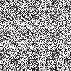 Wall Mural - Ornamental spiral seamless pattern in black and white colors.