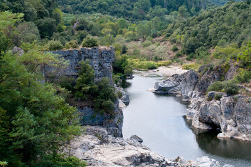 view on the river eyrieux, france.