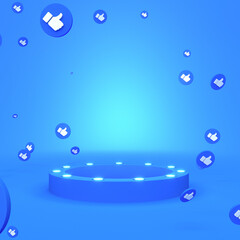 Wall Mural - Backdrop with lights and likes icons. 3D illustration