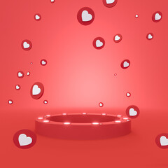 Wall Mural - Backdrop with lights and likes icons. 3D illustration