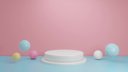 Wall Mural - mock up podium for product presentation. 3d rendering motion animation loop of pastel color geometri