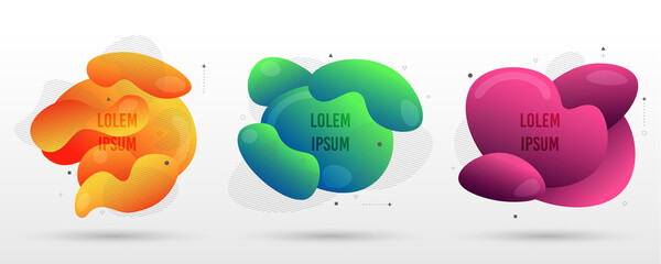 Poster - abstract set of fluid modern graphic element gradient color badge flyer. overlapping geometric style