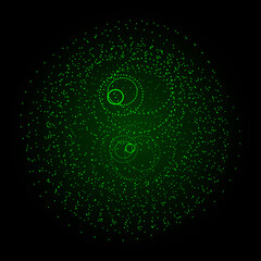 Poster - green sphere consisting of particles. modern wireframe elements. technology grid sphere. vector illu