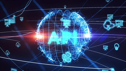 API - Application Programming Interface. Software development tool. Business, modern technology, internet and networking concept.